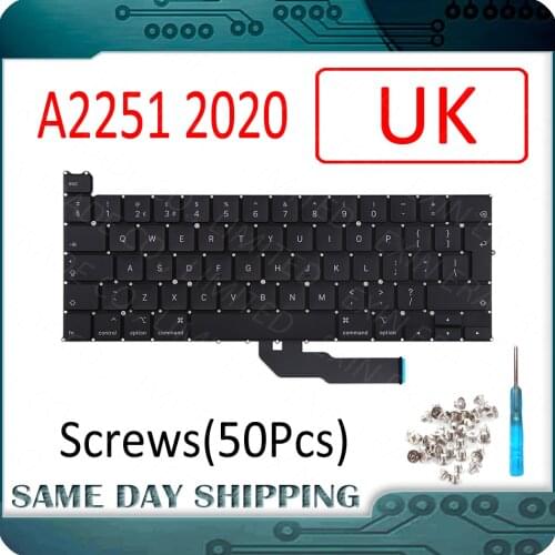 2020 New for Apple MacBook Pro Retina 13" A2251 UK Keyboard EU Europe Euro version Replacement EMC3348 MWP72 Early 2020 Year