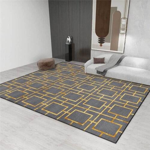 New Chinese-Style Rug Light Luxury Geometric Box Red Gray-Green Carpet Living Room Bedroom Bed Blanket Kitchen Floor Mat