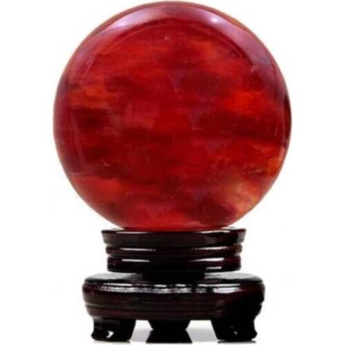 Red smelting sphere quartz crystals natural stones and minerals ball healing home decor feng shui crafts