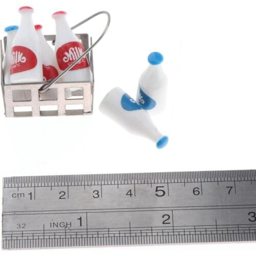 Dollhouse Miniature 1:12 Scale Milk Kettle+1Pack(6Pcs/Pack) Mini Milk Simulation Models Dollhouse Kitchen Accessory