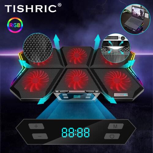 TISHRIC Laptop Cooler Notebook Computer Cooler Laptop Cooling Pad 6 Quiet Fans High-speed Cooling Radiator Laptop Accessories