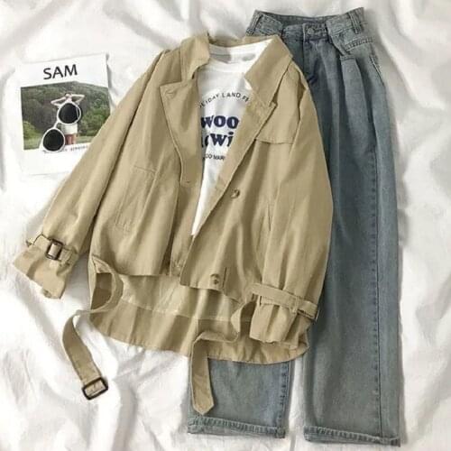 Korean vintage solid color jacket female autumn new fashion loose pocket long sleeve coat streetwear Harajuku oversize Outerwear