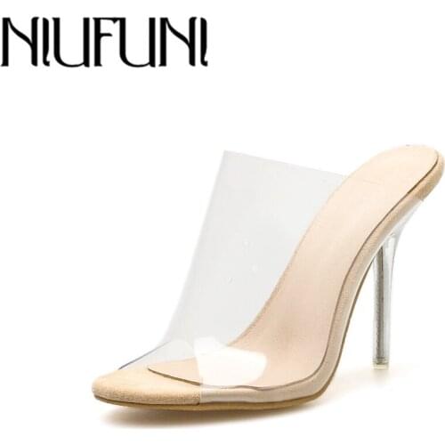 Summer Sandals Slippers Shoes Woman PVC Crystal Transparent Women Clear Thin High Heels 11CM Sandals Peep Toe Slippers Slides