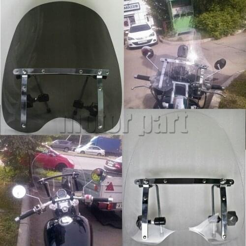 Motorcycle Large Windshield Windscreen For 19"x17" Kawasaki Vulcan 900 800 500 88 S 650 With 7/8" And 1" Handlebars