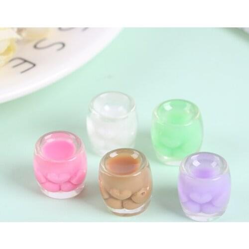 5PCS Mini 1:12 Scale Model Dollhouse Miniature Milk Tea Coffee Cup Drink Mugs Pretend Kitchen Doll House Food Toy Accessories