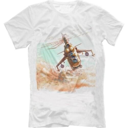 Russian Army MI-24 Helicopter T-Shirt Summer Cotton Round Neck Short Sleeve Mens T Shirt New Size S-3XL