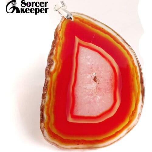 Natural Gem Stone Jewelry Multi-color Rough Art Botswana Agates Slice Beads Pendant Necklace New Trendy Gift for mens BD219