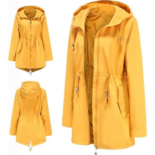 2020 New Plus size Hooded Trench Coat Women Spring Autumn Thin Windproof Waterproof Windbreaker Female zipper Trench Coat KW61