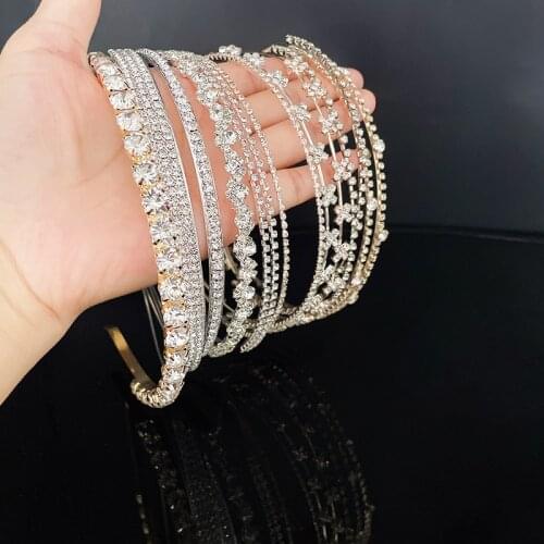 New Fashion Hairband Women Crystal Rhinestone Headband Gold Silver Color Hair Bands Headwear Lady Girls Hair Accessories