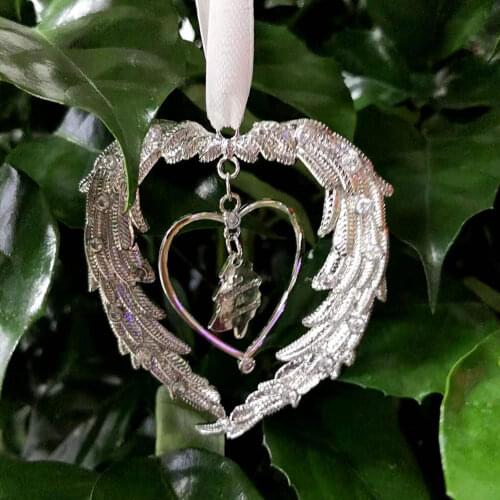 Christmas Memorial Angel Wing Decoration Pendant In Our Hearts At Christmas Tag Ornaments Holiday Commemorative Hanging Decor