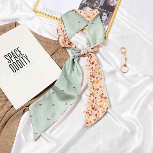 New Retro French Hairband Small Silk Scarf Female Spring and Autumn Western All-match Scarf with Shirt Tied Bag Decorate Ribbon