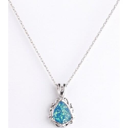 Simple And Elegant Drop-shaped Blue Pendant Necklace Fashion Femininity Wedding Party Jewelry Birthday Gift