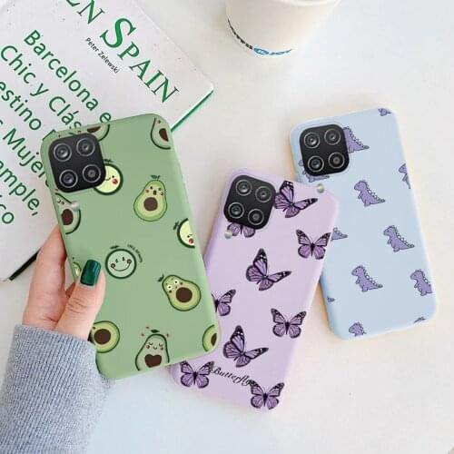 For Samsung Galaxy A12 Case 6.5" Shockproof Flower Back Cover For Samsung A 12 A 1 2 Dinosaur Soft Silicone Phone Fundas Bumper