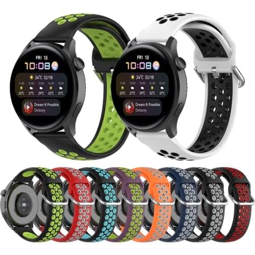 22MM Silicone Straps For Huawei Watch 3/3 Pro GT 2 46MM 2E Smart Bracelet GT Breathable Watchband For Honor Magic/GS Pro Correa