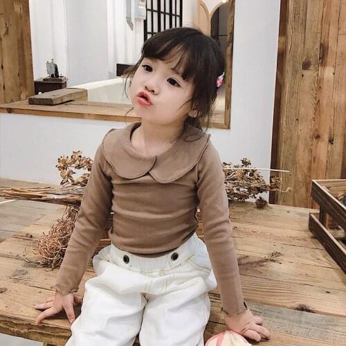 Spring Autumn Casual Kids Girls Shirts Long Sleeve Double lotus leaf Collar Girls Shirts Children Princess Cotton Blouses 24M-8T