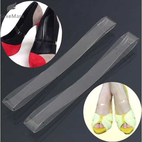 SexeMara 1 pair Gel Fly Fall Shoes Foot Protection Dancing Walking Transparent Invisible Flexible Shoelace High Heel Shoes Bands