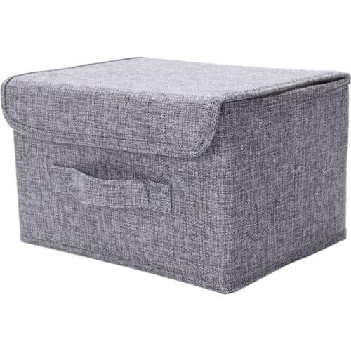 Cotton Linen Fabric Folding Cd Storage Boxes Foldable Bins Toys Organizer With Lids And Handles Storage Basket Laundry Basket