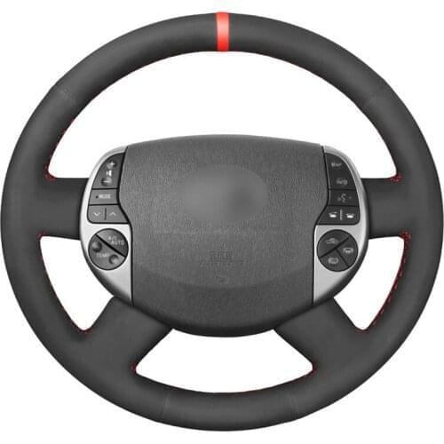 Hand-stitched Black Suede Car Steering Wheel Cover for Toyota Prius 20(XW20) 2003-2009 Raum 2 2003 2004 2005-2011