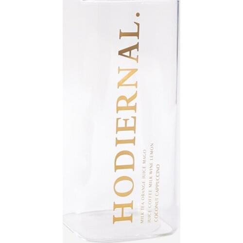 Handmade Creative Design Glass Cup Square Mouth Glass Cup Letter Bronzing Tea Milk Water Cup Friends Gift Coffee Milk Cup