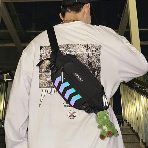 Messenger Bag Ins Men 's Chest Bag Night Reflective Motion Small Backpack Women 's Shoulder Bag Hip Hop Cool Student Waist Bag