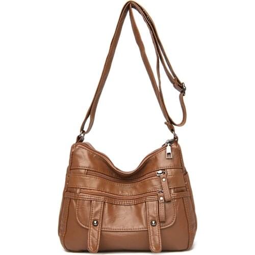 Annmouler Women Crossbody Bag Pu Leather Shoulder Bag Soft Leather Handbag Purse Ladies Messenger Bag Pockets Tote Small Bags