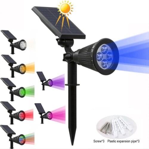 7 LED RGB Outdoor Solar Lights Landscape Spotlights Lawn Lighting Solar Lamp Garden Decoration Wall Light Outdoors