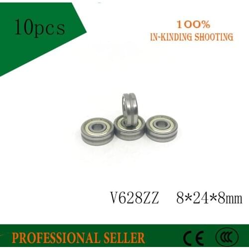 V628ZZ Outer ring V grooved straightener guide wheel bearings 8x24x8mm pulley bearings V groove width 1.5 mm