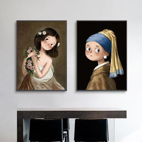 World Famous Painting Wall Art Cartoon Canvas Poster Figure Creative Prints Decorative Picture for Bedroom Living Room Decor
