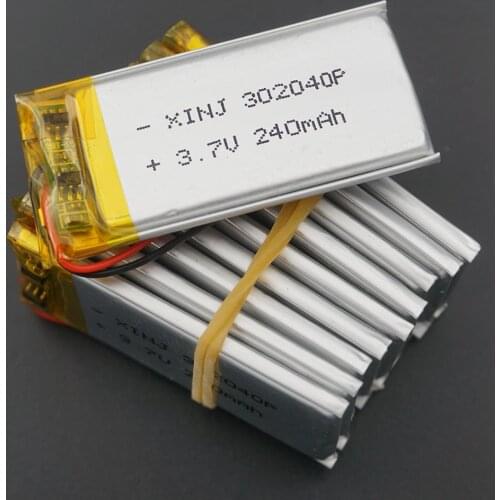 XINJ 10pcs 3.7V 240 mAh Li Polymer Battery 302040 For GPS Headphones Bluetooth Glasses Speaker Smart Watch Car Camera DVR DVC