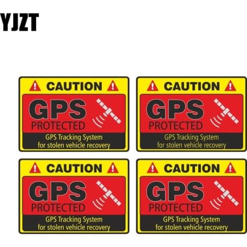 YJZT 4X 7.3CM*4.8CM Warning Car Sticker Caution GPS Tracking System Protected Decal PVC 12-0913