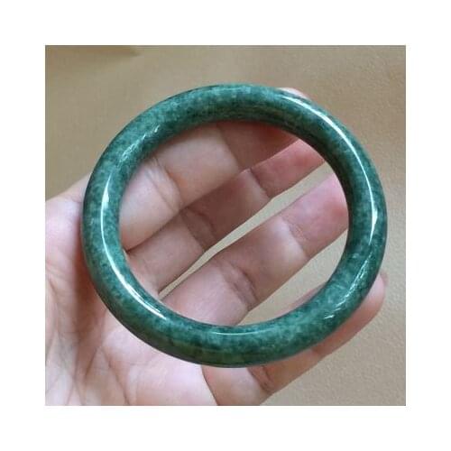 Zheru Jewelry Natural Burmese Jadeite Round Bar 54-64mm Dark Green Bangle Elegant Princess Jewelry Best Gift for Mother and Girl