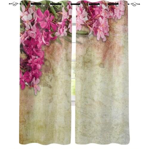 Plant Red Flowers Leaves Retro Curtains for Living Room Bedroom Kitchen Window Treatment Curtain Home Decoration
