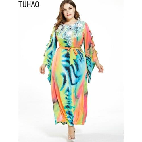 TUHAO Plus Size 7XL 6XL 5XL Bohemian Long Dress BIG Sizes Women Spring Summer Maxi Beach Dress Female Floor-Length Vestido WM02