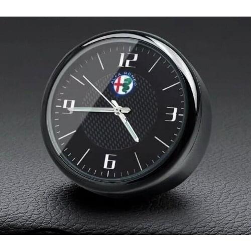 1PCS Car Logo Dashboard Decoration Clock Air Vent Quartz Watch For Alfa Romeo 159 Mito Stelvio Brera Spider Giulietta Giulia
