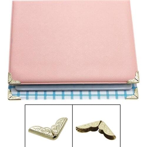 100Pcs Practical Iron Metal Book Corner Scrapbooking DIY Photo Albums Menus Folders Flower Printed Protectors Decor Supplies
