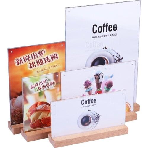 20pcs/lot Wood base Acrylic Product Price Tag Display Stand Transparent Screws Advertising Europe High-end Fashion Picture Frame
