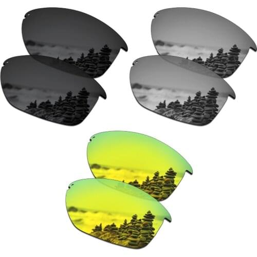 SmartVLT 3 Pairs Polarized Sunglasses Replacement Lenses for Oakley Unstoppable Stealth Black and Silver Titanium and 24K Gold