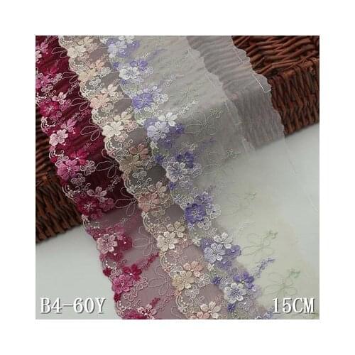 3yards Rose Preen Purple Embroidered Tulle Lace Trim Mesh Lace Trim Beautiful Lace Fabric 15cm Width