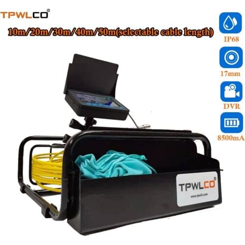 4.3" Screen 10-50m Cable Pipe Inspection Camera Endoscope System With DVR 17mm Waterproof Cleaner Sewer Camera With 6pcs LEDS