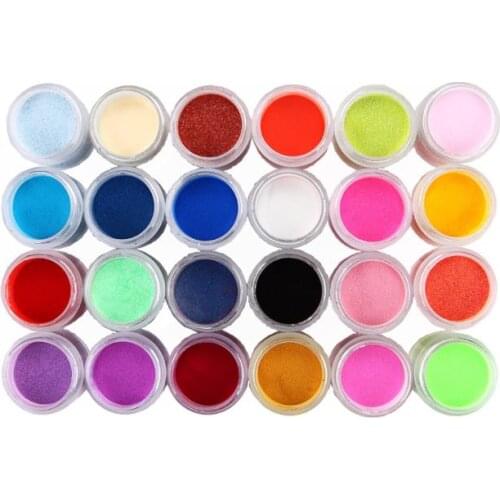 24 Colors Acrylic Nail Art Tips UV Gel Carving Powder Dust Design Decoration Nail Carving Dust 3D DIY Decoration Set