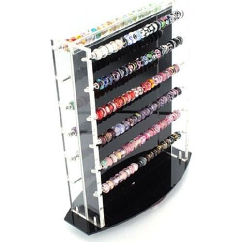 Acrylic Swivel Counter Display Case For Pandora Style Large Hole Charm Beads Organizer (Beads not included),Sold Individually
