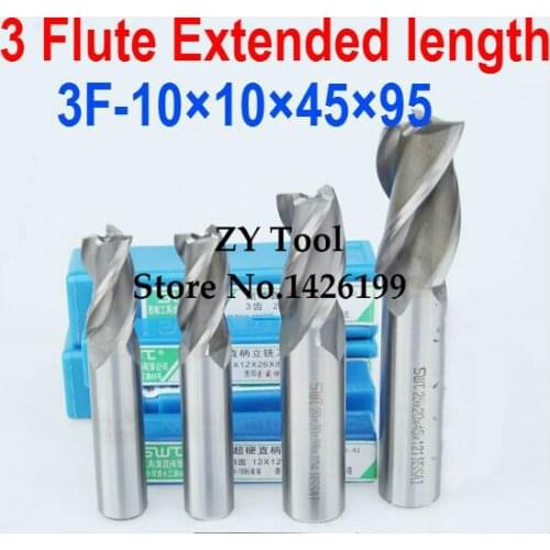 Free shipping 2pcs 10mm 3 Flute HSS & Extended Aluminium End Mill Cutter CNC Bit Milling Machinery tools Cutting tools