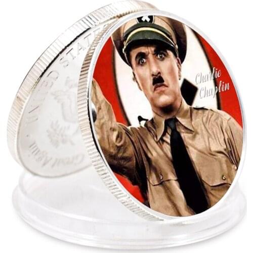 Business Coin Gift Charlie Chaplin Sliver Plated Art Ornament Game Coin Holiday Gift Home Decor Collection