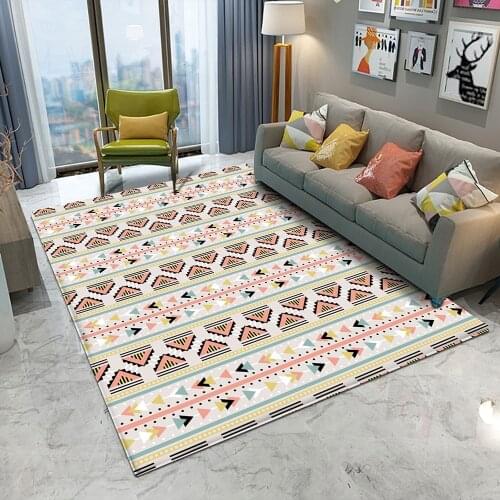 Bohemian Rug Blue Pink Morocco National Flannel Wind Geometric Mosaic Carpet Living Room Bedroom Bed Blanket Bath Mat