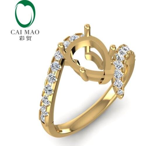 Caimao Natural Full Cut Diamond 7x9mm Pear Cut 14k Yellow Gold 0.52ct Ring Prong Party