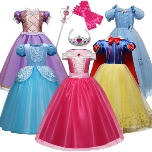 Little Girls Princess Dress Cosplay Frocks Halloween Princess Costume Birthday Party Carnival Vestidos For 4-10 Years Girls