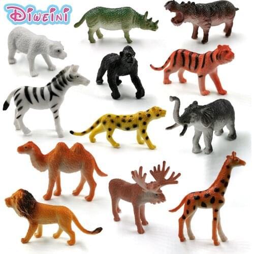 New Zebra Lion Tiger Hippo Deer Cheetah Elephant Bear Animal Model Action Figure Figurine Educational Gift For Kids Hot Toys Set