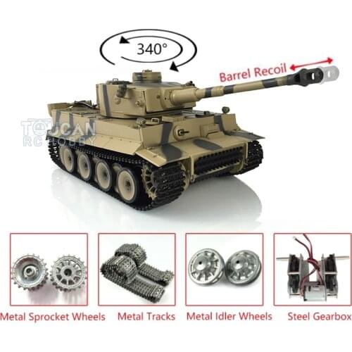 Heng Long RC Tank 3818 1/16 7.0 Upgraded Metal German Tiger I RTR Barrel Recoil TH19105-SMT4