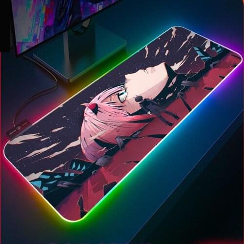 Anime Darling In The Franxx Mouse Pad Computer Keyboard Pad RGB LED Glowing Game Player Glowing Mousepad XXL USB PC Gaming Desk
