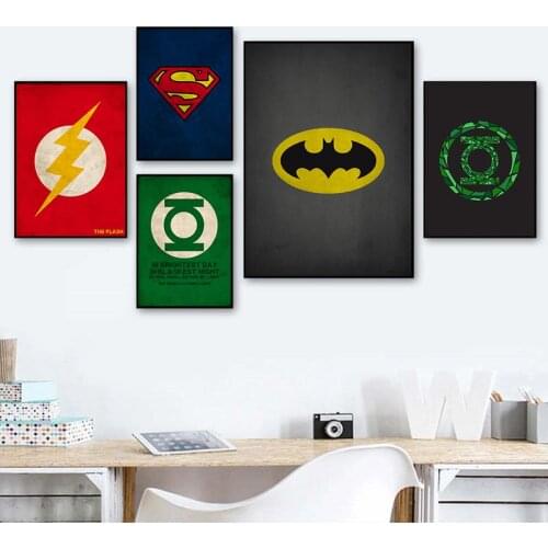 Canvas Painting The Logo Marvel Superhero Posters and Prints Minimalist Wall Art Pictures for Living Kid Room Home Decoration
